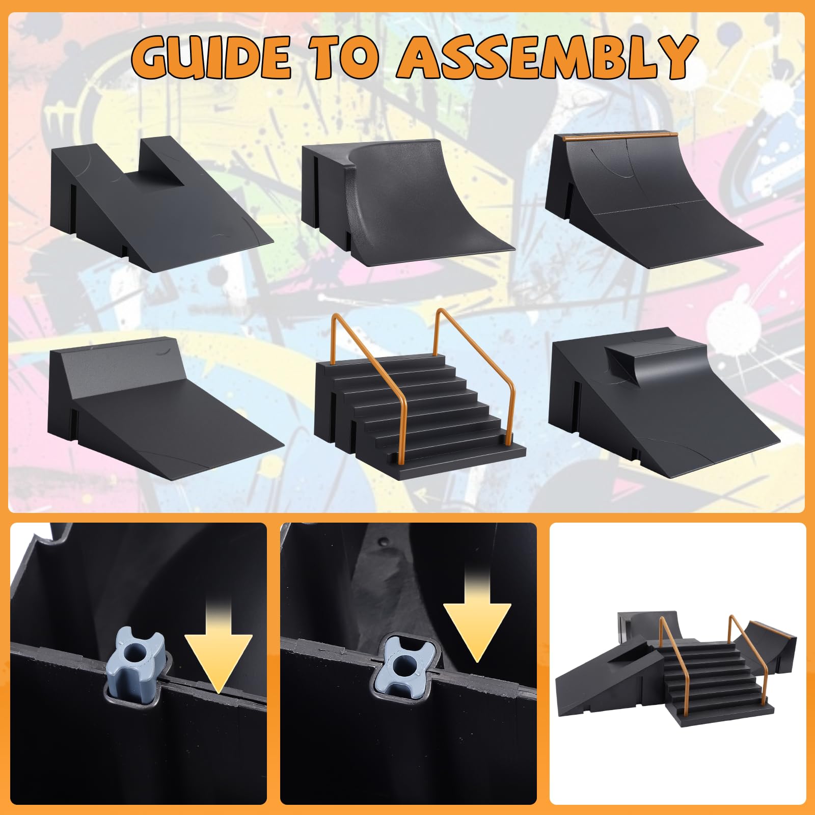 Pro Fingerboard Skate Park Set including Mini Fingerboard Ramps and Finger Scooter Stunt Bikes for Kids Desktop Play and Training Props Portable Finger Skateboard Toys for Beginners and Advanced Users - Image 3
