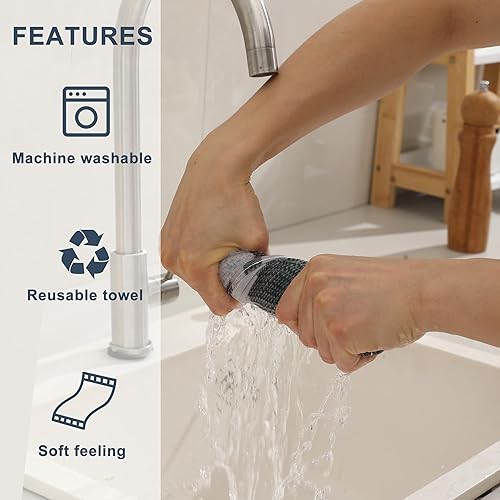 Miniatura 5 de SALAS Toallas de cocina, paños de cocina para secar platos de cocina, 100% algodón, toallas de mano de gofre, altamente absorbentes, con lazo para