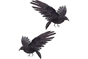 Flying Crow Set of 2: 15 Inch Extra Large Handmade Black Feathered...