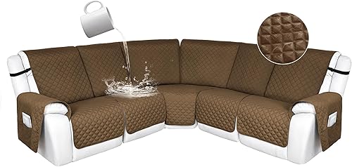 Miniatura 103 de HDCAXKJ 100% Fundas impermeables para sofá seccional reclinable en forma de L, funda de sofá reclinable acolchada lavable, fundas de esquina para