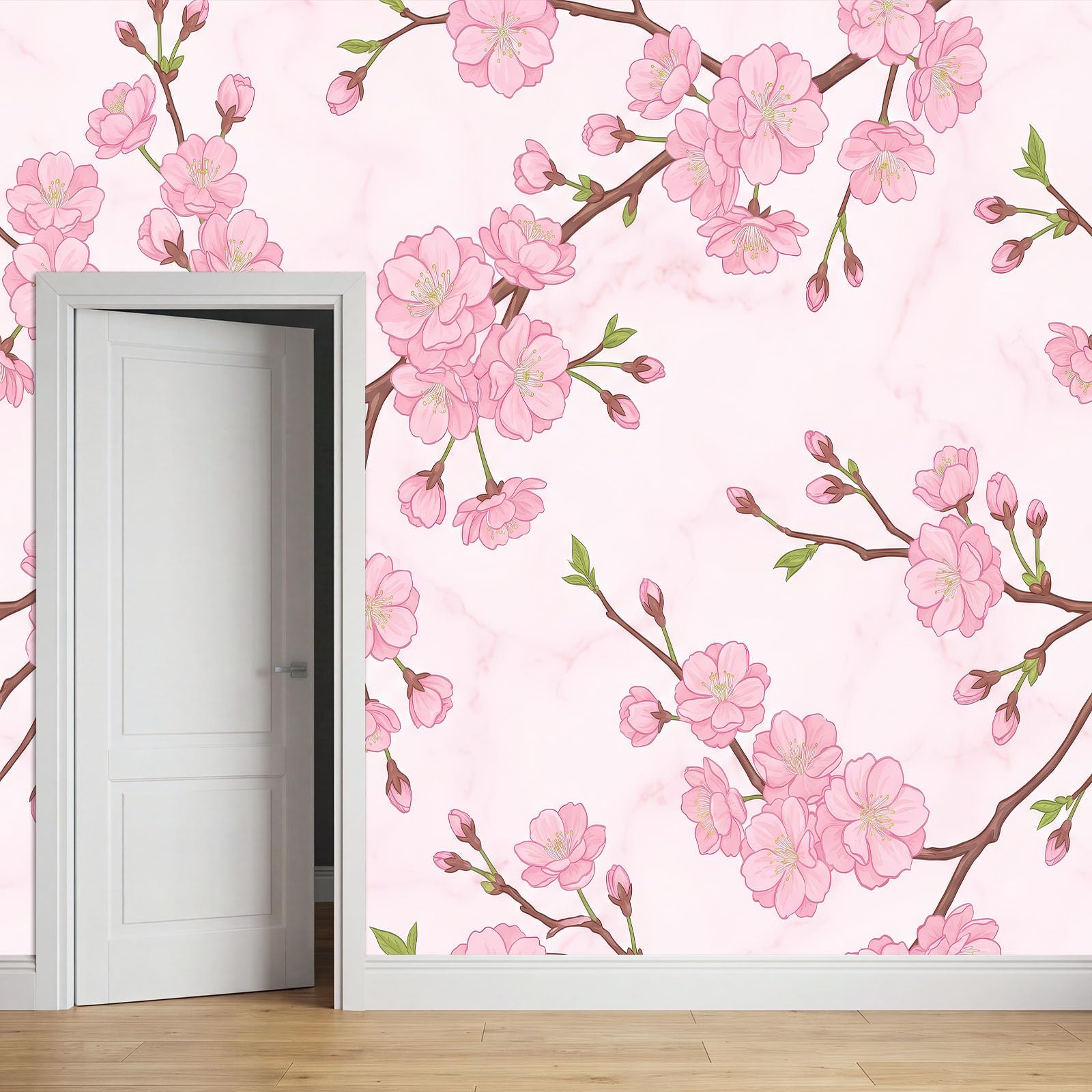 Oriental Romántique - Papel pintado para pared (350 x 256 cm), color blanco