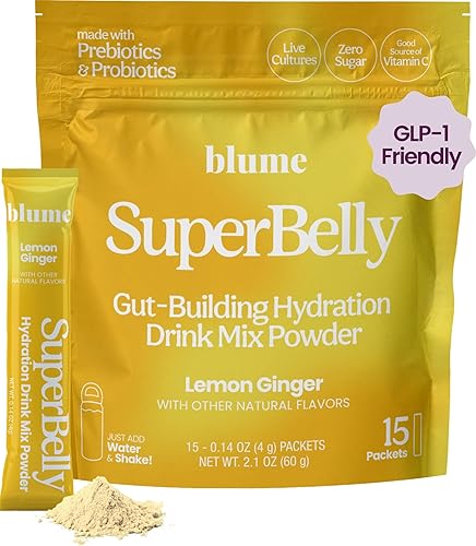 Miniatura 8 de Blume SuperBelly - Paquetes de hidratación para la salud intestinal y sobre la marcha, aptos para GLP-1, sin azúcar, con prebióticos, probióticos,