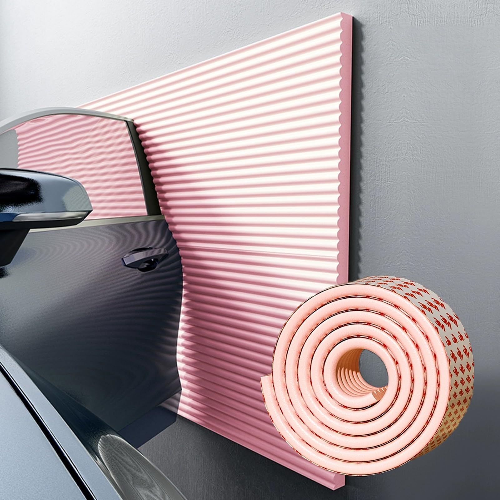 Protezione Muro Paracolpi Per Garage - Gommapiuma Adesiva Ispessita Per Auto E Porte (Beige, 500x20 Cm) - Foto 6