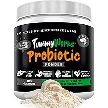 TummyWorks Probiotic Powder for Dogs &amp; Cats. Probiotics For Digestive Health, Immune Support, Diarrhea, Gas, Itching &amp; Seasonal Allergies. With Digestive Enzymes &amp; Prebiotics. Made in USA - 160 Scoops