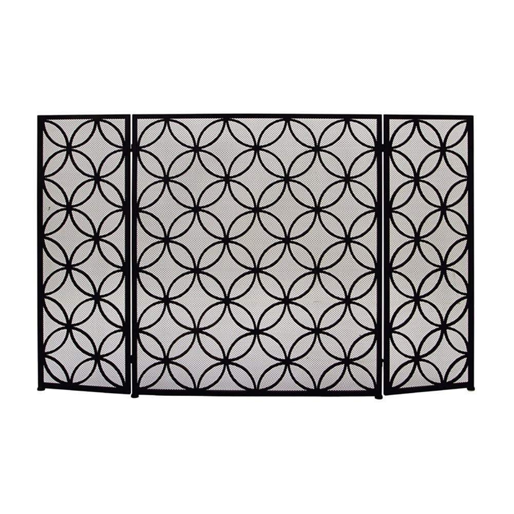 Kaminschutzgitter, Kaminschutz, 3-teilig, 116,8 x 76,2 cm, Schmiedeeisen, Sicherheitsgitter für den Innen- und Außenbereich, Metalldekorgitter, freistehendes Tor