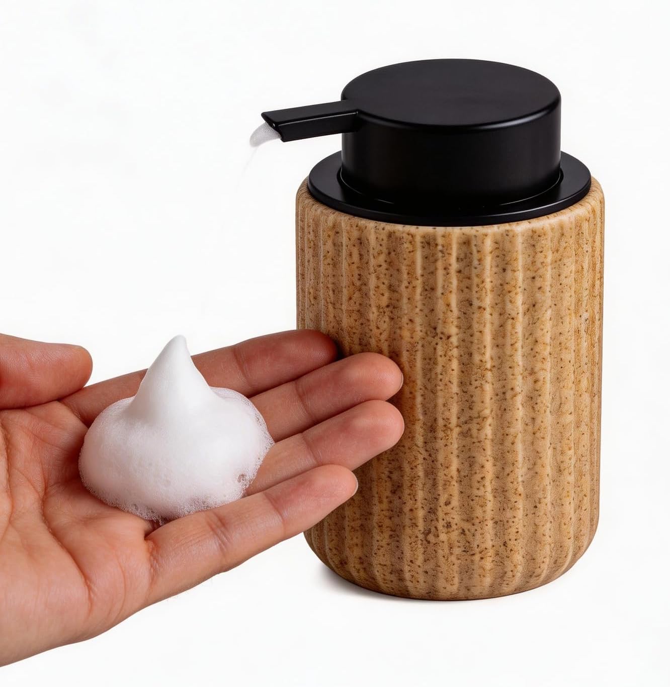Retro Style Ceramic Soap Dispenser 350ml/11.6 oz Ceramic Soap Pump Dispenser Can Fill Liquid for Bathroom/Kitchen Soap Dispenser for Bathroom Countertop or Kitchen Sink- Smooth Surface