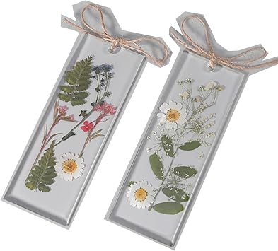 Set of 2 mixed wildflower bookmarks | Real dried flowers | Handmade flower bookmarks for women or kids | Forget-me-not daisy and fern mixed bookmark | Babys Breath and Daisy Lace mixed bookmark