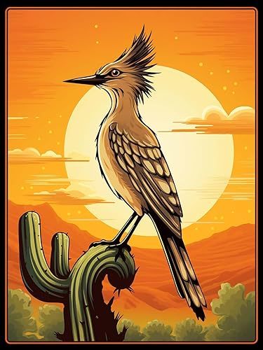 Rovepic - Kit de pintura de diamante 5D redondo de pájaro, taladro completo, pintura de bricolaje con diamantes, arte de pájaros del desierto con