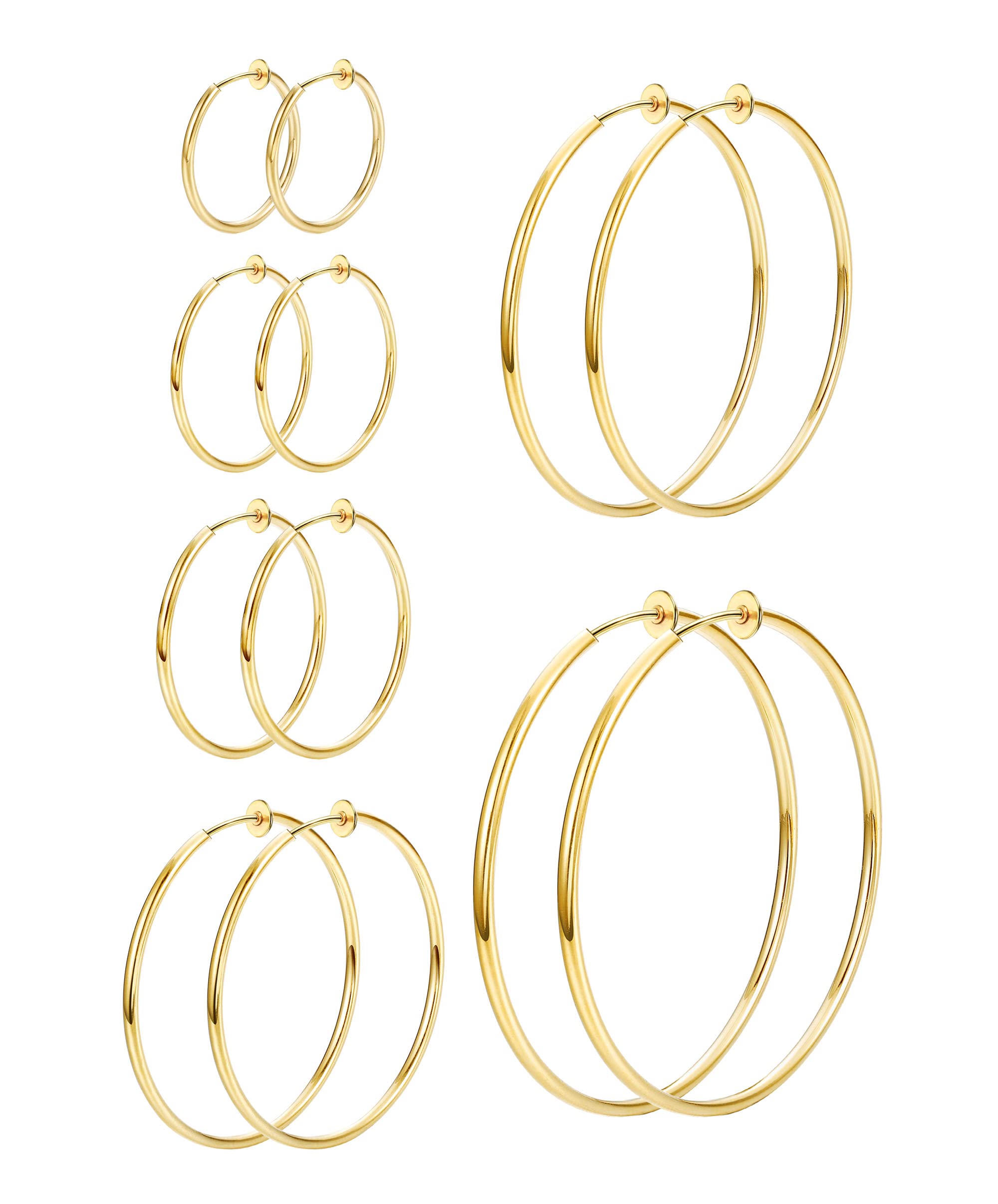 6 Pairs Clip On Hoop Earrings for Women Spring Hoop Earrings Set