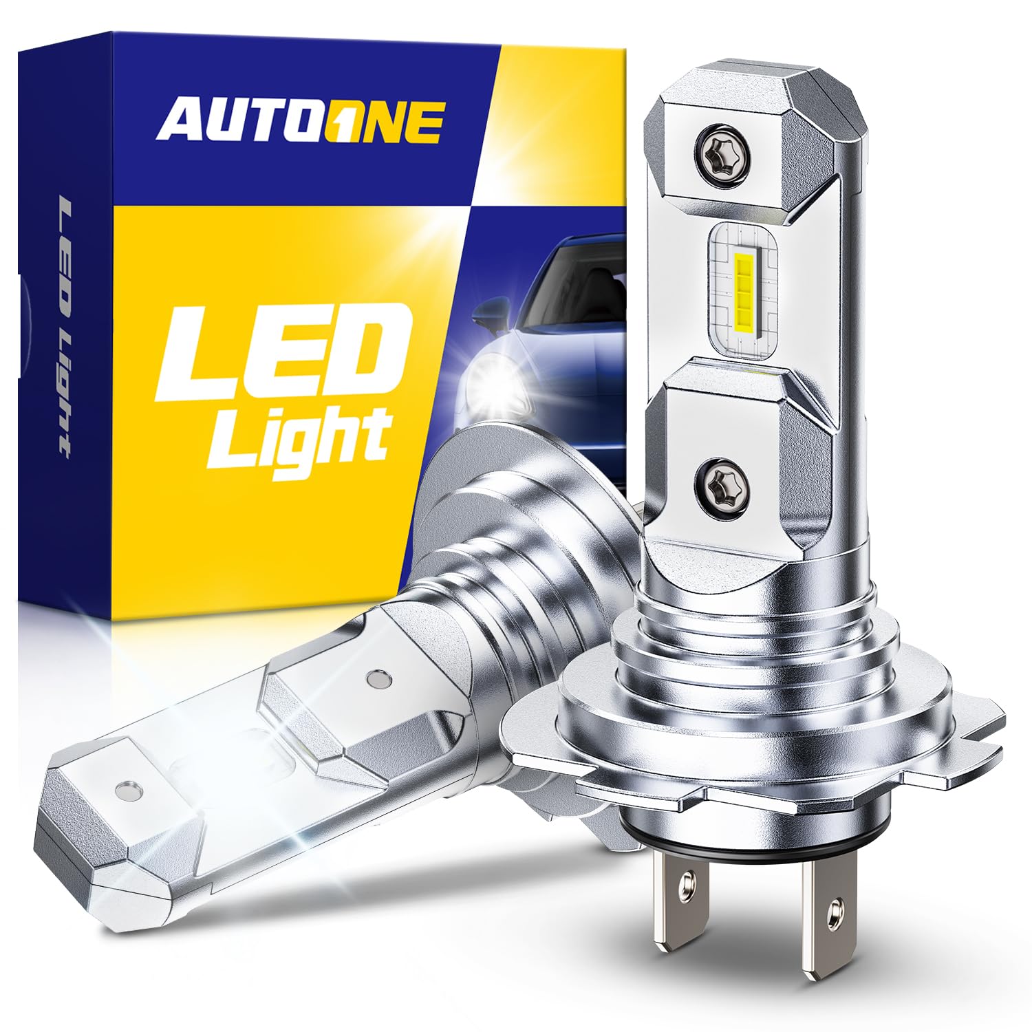 AUTOONE H7 Light Bulb, 70000LM No Flickering No Adapter Required, 70K+ Lifespan, Pack of 2