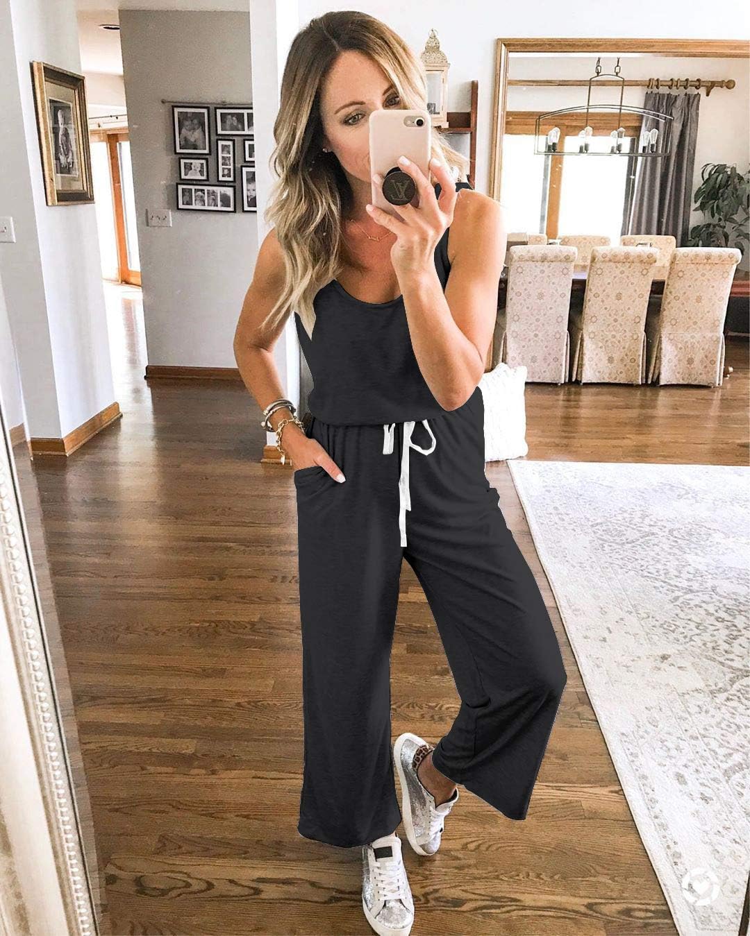 PRETTYGARDEN One Piece Jumpsuits for Women 2026 Summer Casual Drawstring Sleeveless Tank Romper Beach Vacation Outfits - Image 6