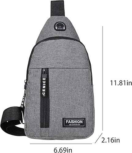 Miniatura 3 de Mosunx Bolso bandolera para mujeres y hombres, mochila impermeable con puerto de carga USB, mochila cruzada multiusos en el pecho de viaje (gris)
