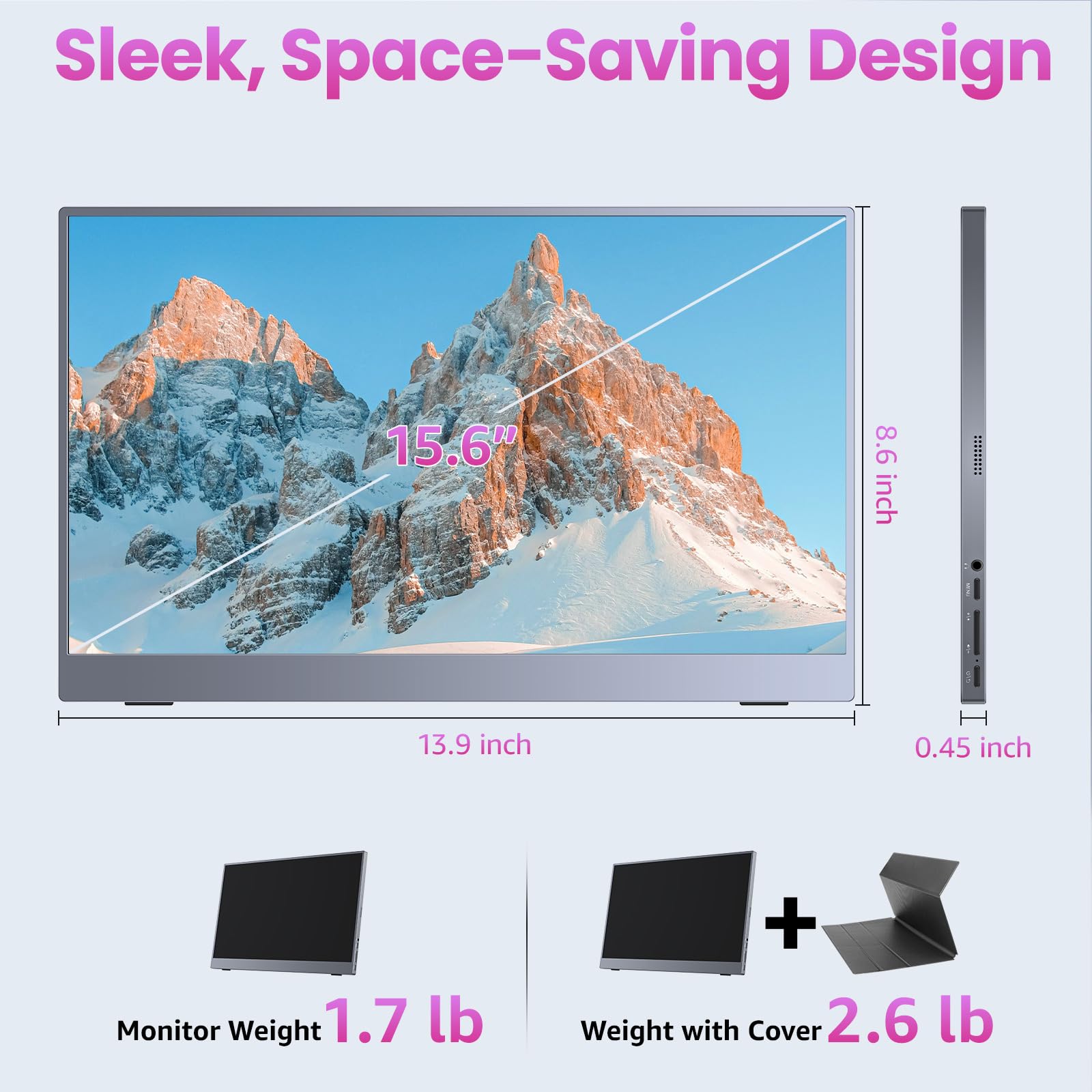Amazon.com: kksmart Portable Monitor 15.6 inch 1080P FHD 86% sRGB