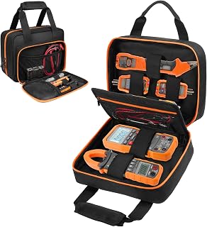 Carrying Case Compatible with Klein Tools ET310/Fluke 323, Electrician Tool Organizer with 6 Straps - Storage for Multimeter, Clamp Meter, Circuit Breaker Finder & GFCI Voltage Tester