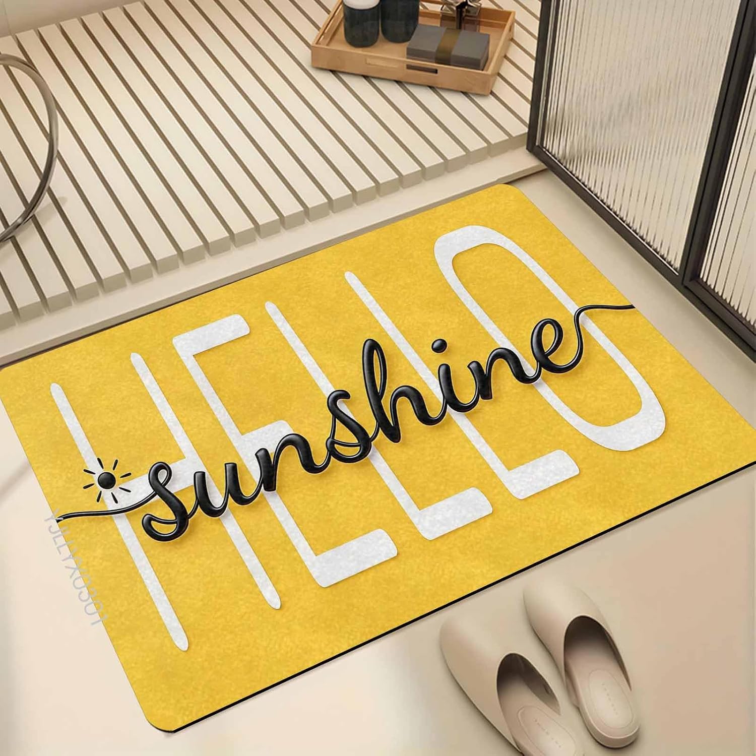 InterestPrint Hello Sunshine Doormat, Summer Welcome Mat Non-Slip Floor Mat Entrance Door Rugs for Outside Entrance Or Porch Entry Indoor Outdoor