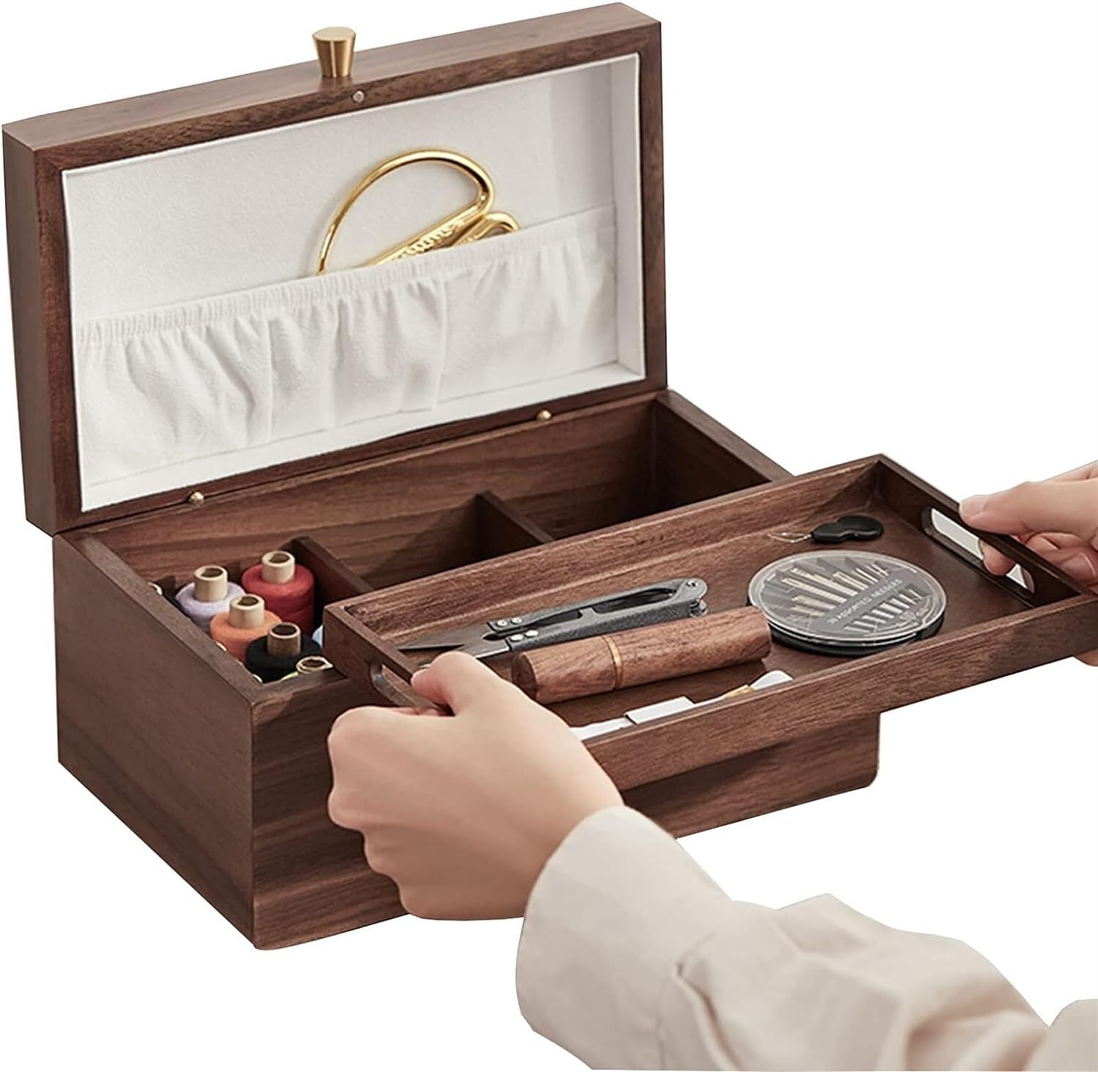 Forniture for cucire,Kit da cucito,Scatola portaoggetti for kit da cucito in legno e dispositivo di archiviazione con strumenti da cucito completi, Adatto for donne, uomini, adulti, ragazze, bambini,P
