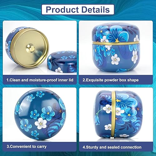 Miniatura 5 de Soplo de polvo grande para polvo corporal con recipiente de polvo, soplo de polvo suave y estuche de viaje para polvo (flores extrañas)