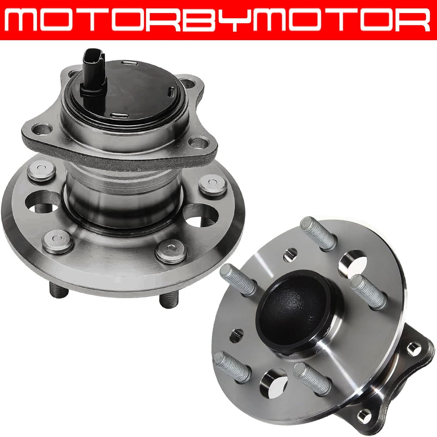 motorbymotor 512206 512207 rear wheel bearing and hub assembly fits for toyota camry, highlander, avalon, solara, lexus es300 es350 es330 wheel hub bearing assembly with abs 5 lugs 2pc set 512206-7(2pc)