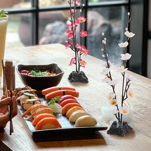 Miniatura 6 de Hemoton Flores artificiales de cerezo en flor, 4 piezas, decoraciones de plato de sashimi para centro de mesa de restaurante japonés, adornos