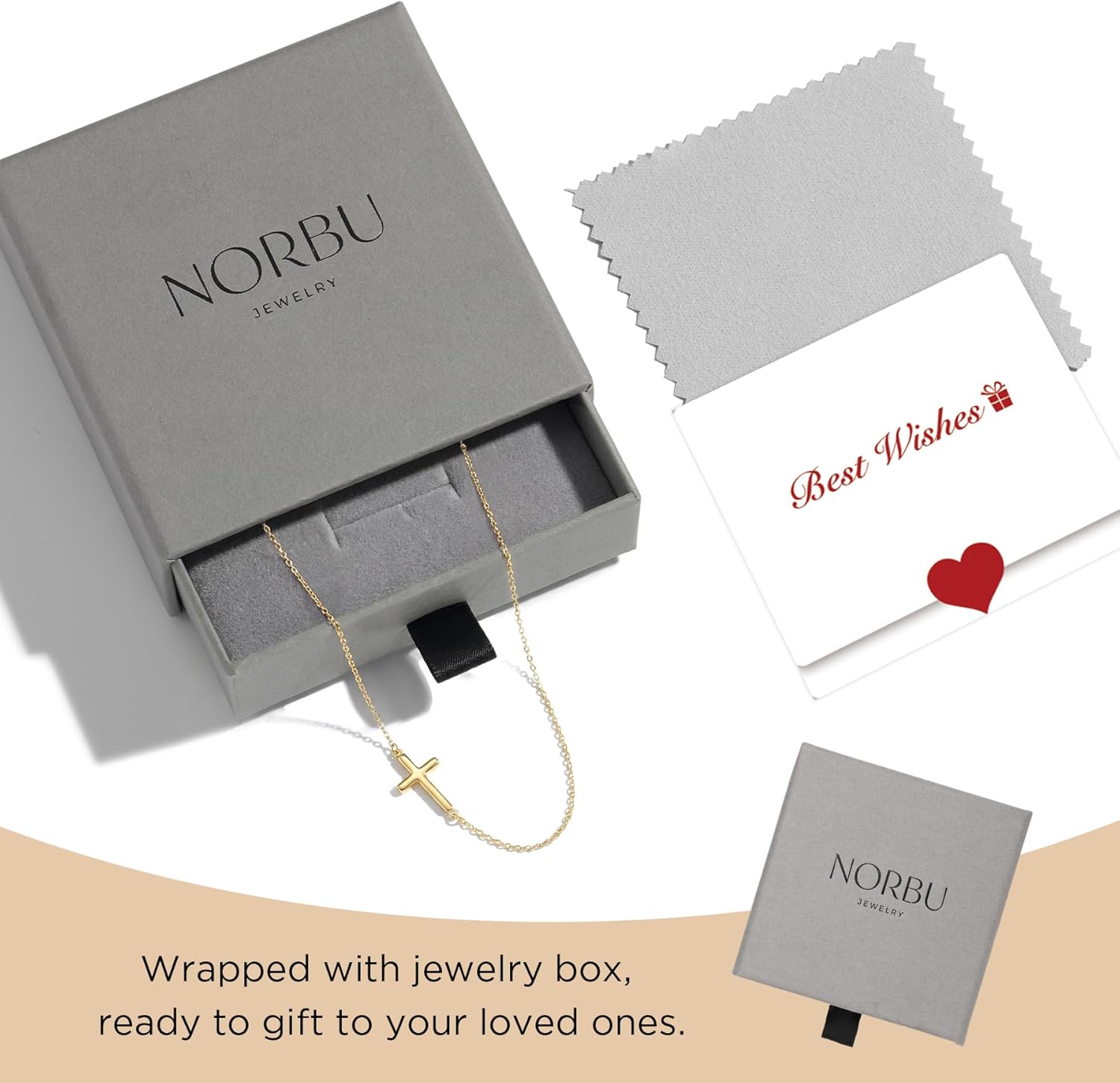 NORBU S925 Cross Necklace for Women, 18K Gold Plated Womens Cross Necklaces with Adjustable 16”+2” Chain, Sterling Silver Thiny Small Sideways Cross Pendant Dainty Christian Jewelry Catholic Religious Gift for Her