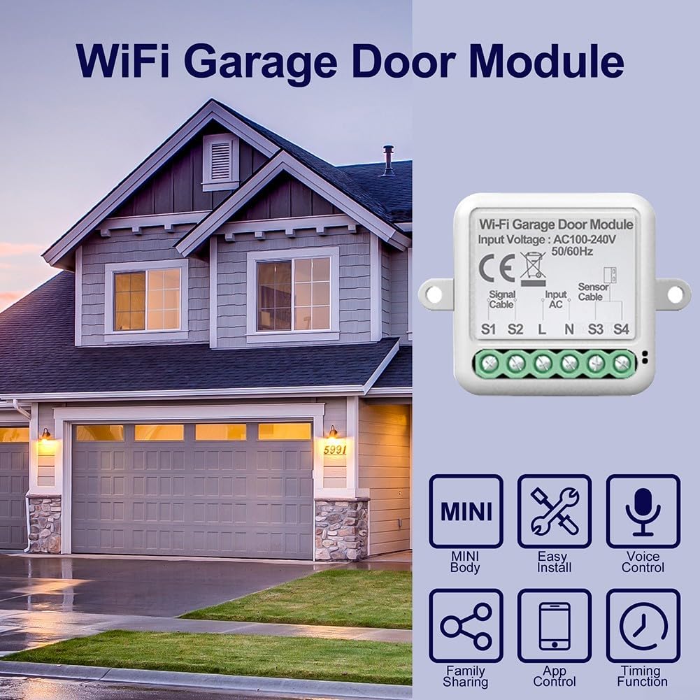 Módulo de puerta de garaje WiFi, para aplicación Tuya, controlador inteligente de puerta de garaje, abridor de sensores de puerta de garaje en tiempo real, control remoto y voz