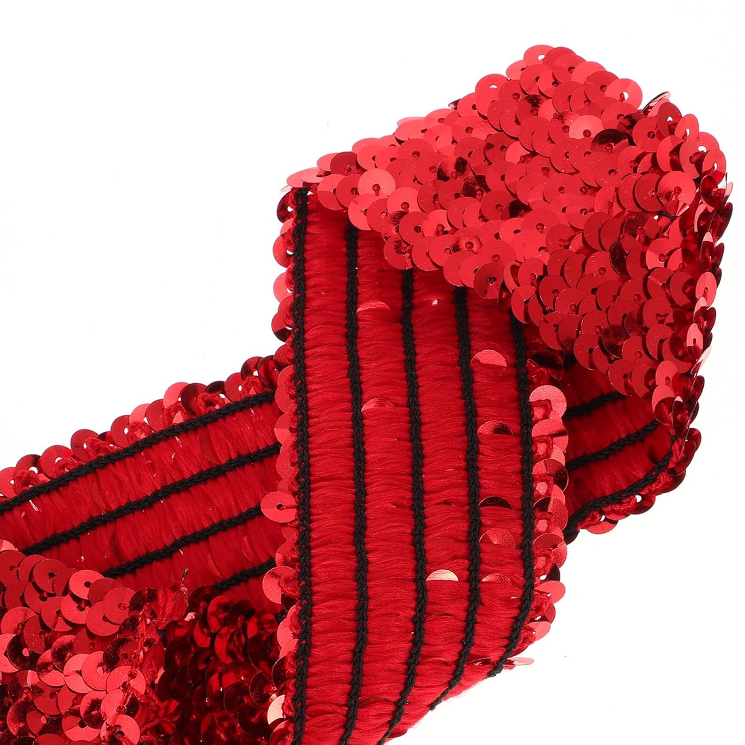 Hairbands Sparkly Wide Thickened Structure with 3pcs Red Sequin Headbands Elastic Adjustable Fit Preventing Hair Obstruction for Teens Running and Daily Activities