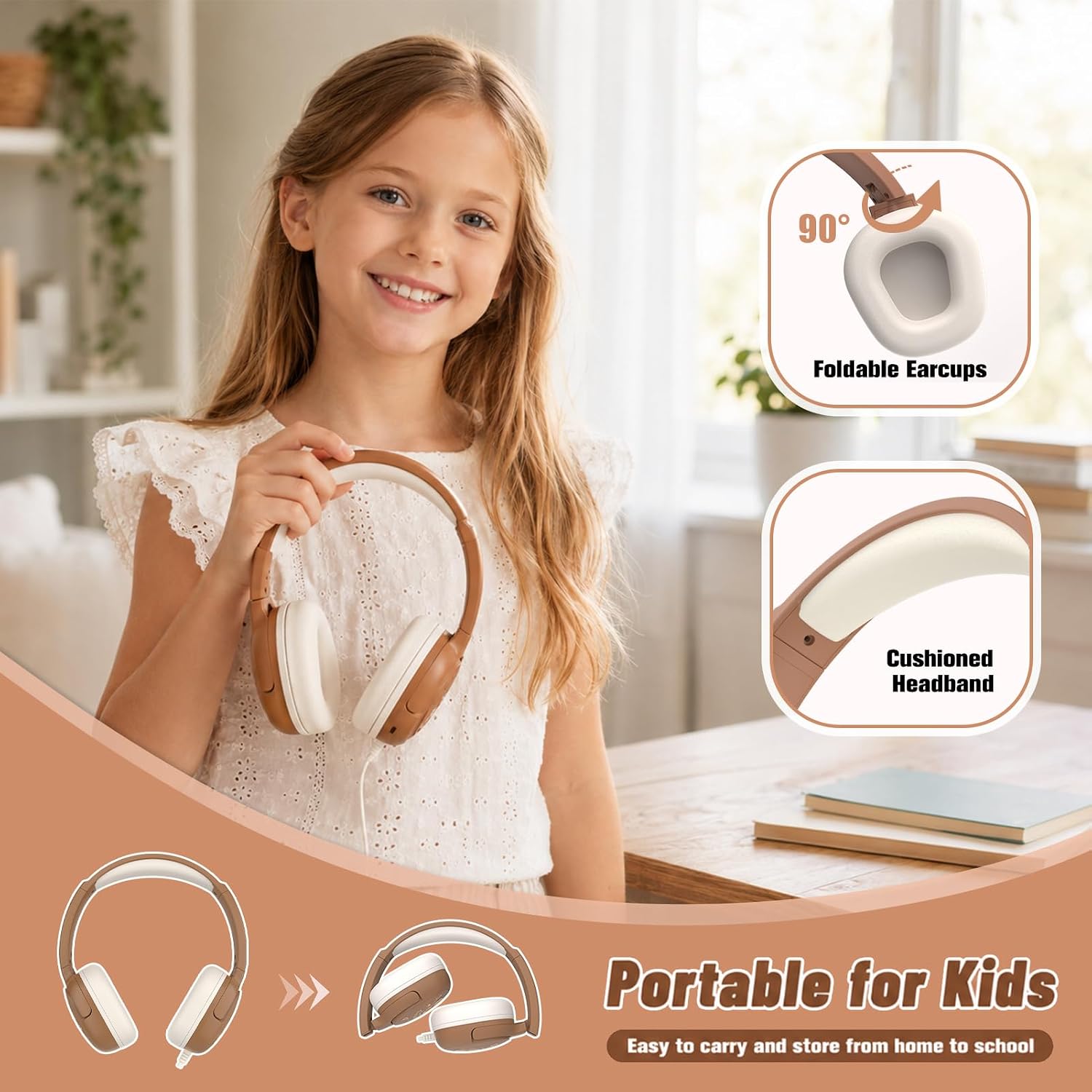 4PCS Capybara Backpack for Girls Kids with Headphone & Lunch Box (Beige) | Kapybara Bookbag Set w/ Headphones & Lunch Bag & Pencil Pouch for Girl & Boys, Schoolbag for Kindergarten Elementary School thumbnail