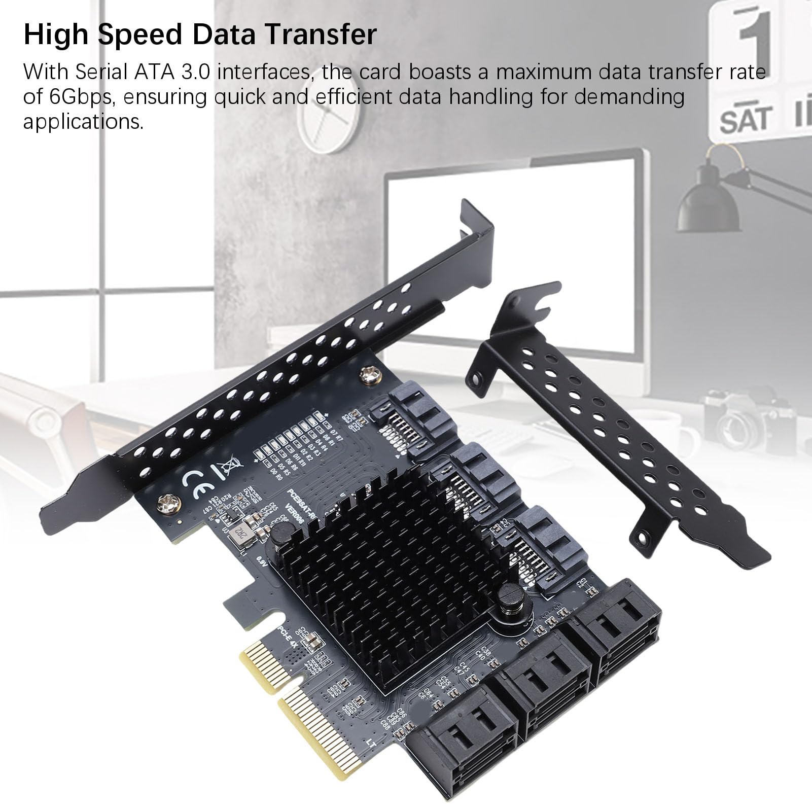 Goshyda 9-Port-PCIe-SATA-Erweiterungskarte, 6-Gbit/s-SATA-3.0-Controller mit Hot-Swap-Unterstützung, PCI-E X4/x8/x16-Steckplatzadapter für Wins Linux, Festplattenerweiterungskarte