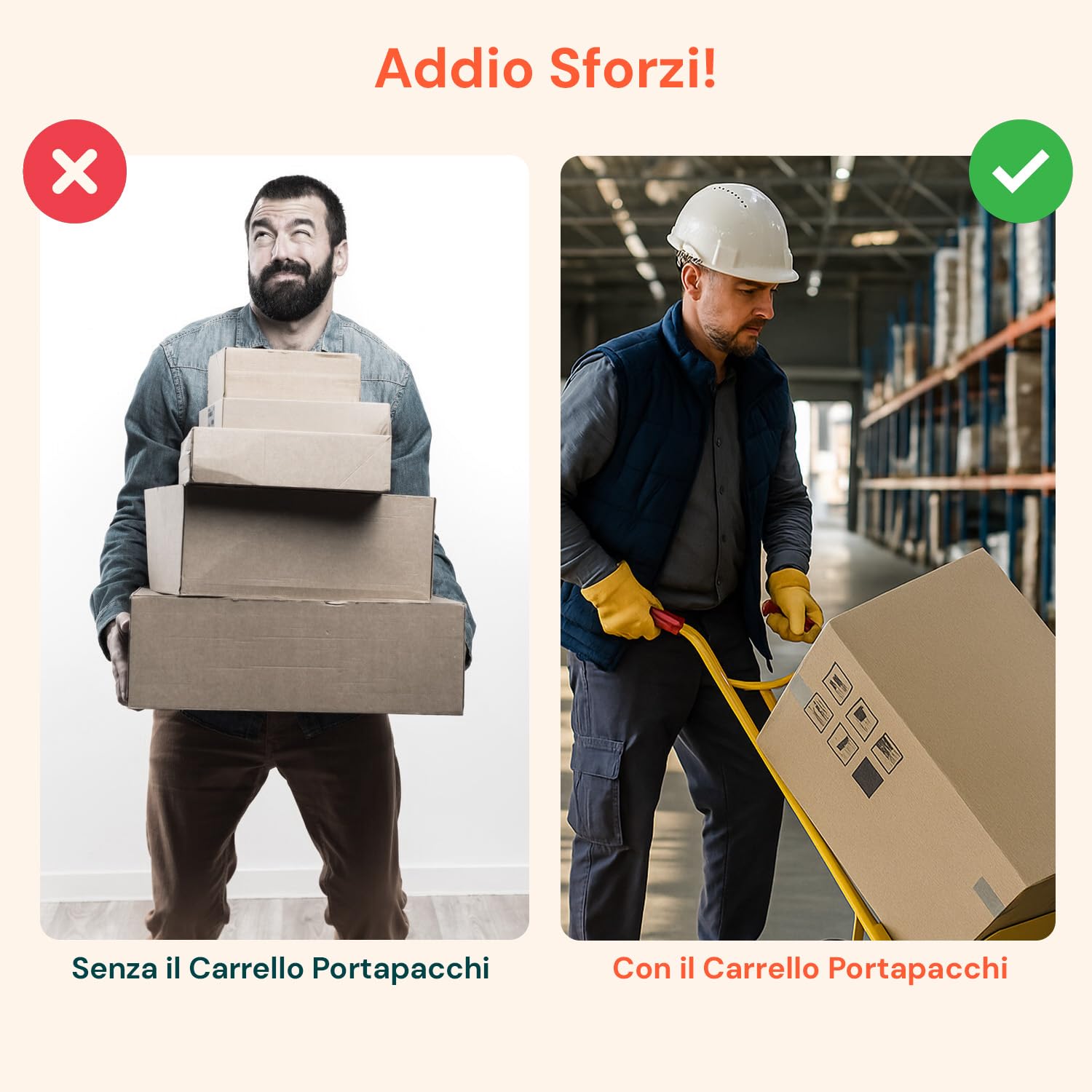 Avilia - Carrello con Ruote Portatutto in Acciaio da 200Kg per Trasporto Sicuro di Carichi Voluminosi, con Maniglie Antiscivolo, Ruote e Struttura Compatta Maneggevole (Giallo)