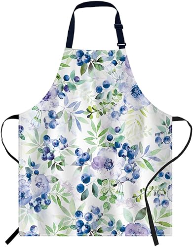 oFloral Delantal de acuarela con diseño de arándanos, unisex, ajustable, para cocinar, cocinero, mujeres y hombres, delantales para cocina en casa,