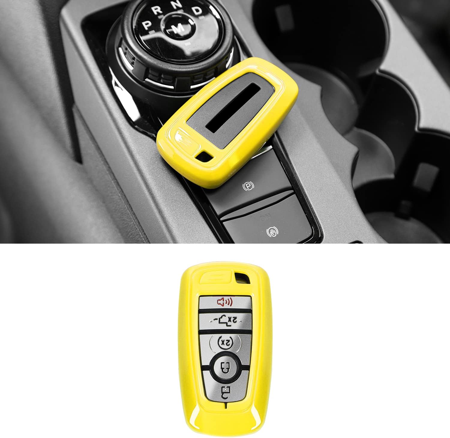 RAZPOY Key Fob Cover Shell, Key Case Cover Holder Protector Compatible with 2018-2026 Ford F-150 Explorer & 2021-2026 Ford Bronco & Bronco Sport, Yellow