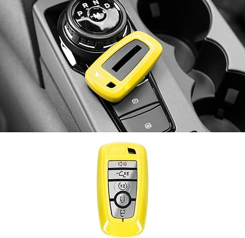 RAZPOY Funda para llavero protector compatible con Ford F-150 Explorer 2018-2023 y Ford Bronco Bronco Sport 2021-2023 amarillo