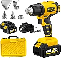 Vista 9 de Pistola de calor inalámbrica, calentamiento rápido máximo de 1022°F (550°C), kit de pistola de aire caliente ligera con baterías de 2 x 4.0 Ah y 5