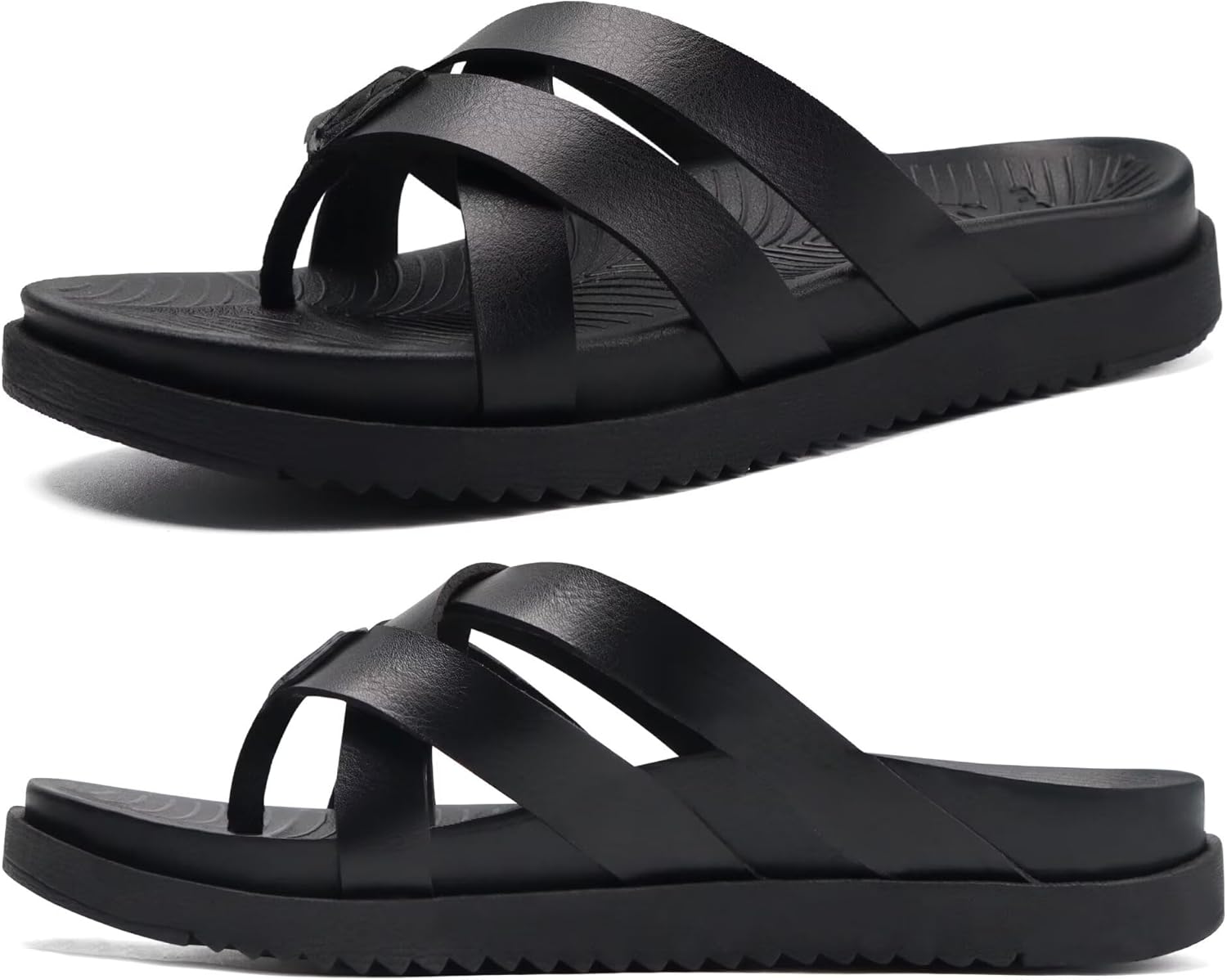 KuaiLu Womens Dressy Orthotic Flip Flops Ladies Yoga Memory Foam Summer Pool Beach Slip on Plantar Fasciitis Arch Support Black 8 - Image 9