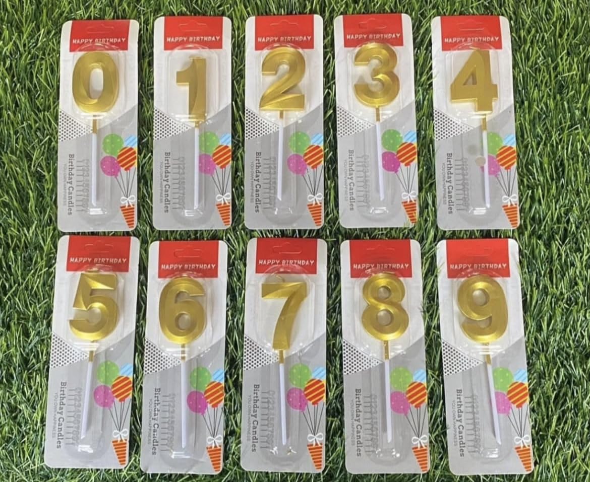 Winsome Decor Birthday Cake Number Candles Set, Gold Metallic, 0-9 Digits, Happy Birthday Design Wax Candle Pattern-image-36