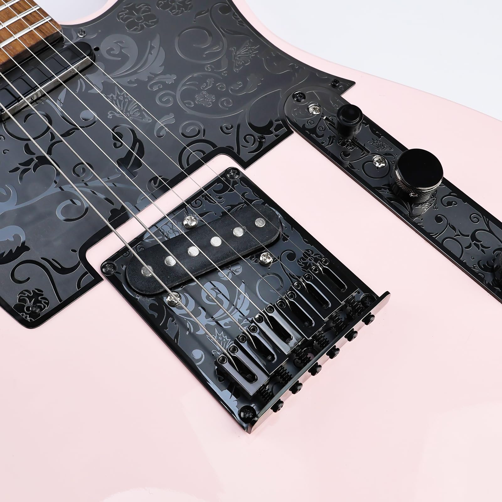 Puente de guitarra eléctrica fijo de acero inoxidable grabado de 10,5 mm con orificio de pastilla único, puente rígido de 6 cuerdas para guitarra eléctrica Telecaster Tele TL, piezas de repuesto