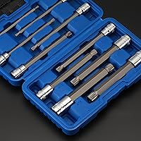 Vista 6 de Mayouko Juego de llaves de vaso XZN triple cuadrado extra largo de 6", 4mm a 18mm, 10 piezas, transmisión de 3/8" y 1/2