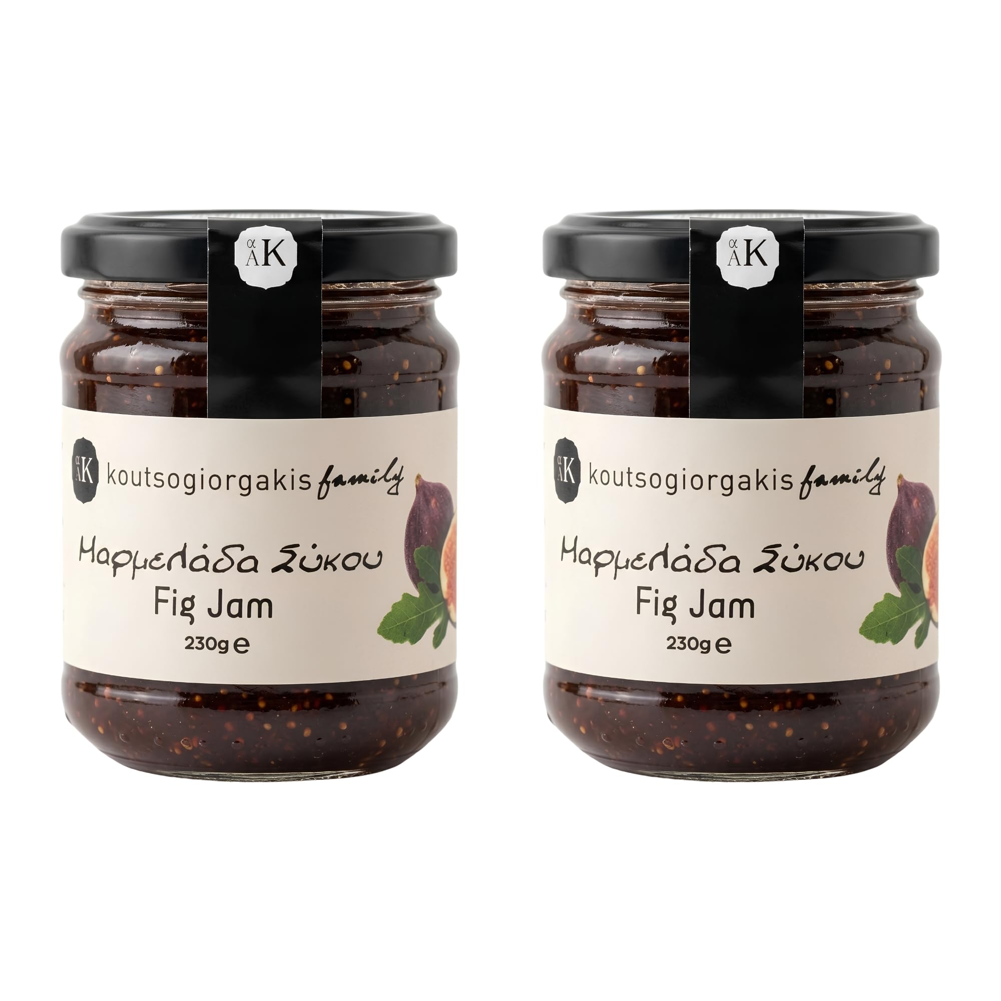Koutsogiorgakis Family Greek Fig Jam – 100% Fresh Smyrni Figs – 2 x 230g Jars (Total 460g) – Vegan, Natural, Handcrafted in Evia – Perfect for Toast, Yoghurt, Cheese & Desserts