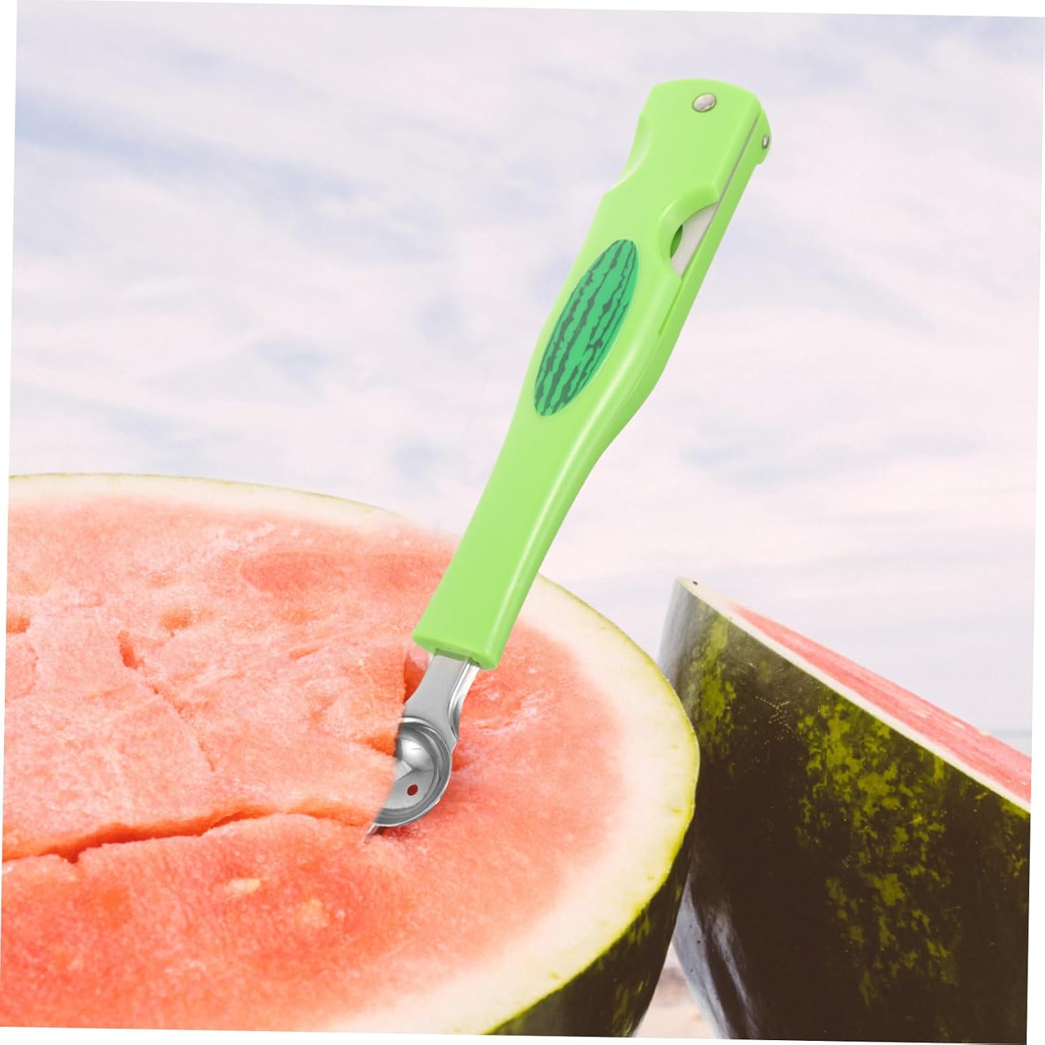 Amosfun 2pcs Stainless Steel Melon Scooper Baller Tool Fruit Slicer Cutter Multi-functional Fruit Carving Kit