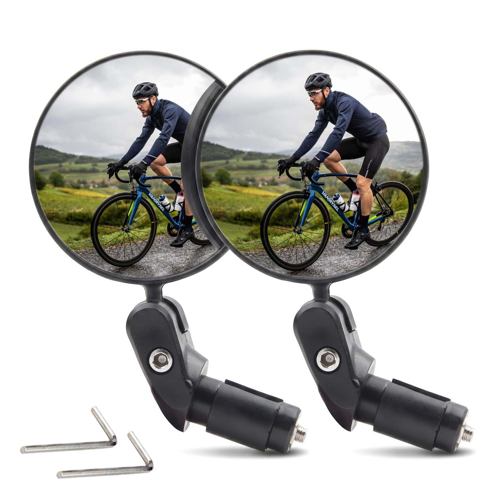 2 Pezzi Specchietto Retrovisore per Bicicletta, Specchietti Bici, 360°HD Regolabile Rotazione Ciclismo Retrovisori Universale, Specchio Convesso, per Mountain Bike Ciclismo Bici, (18-22 mm)