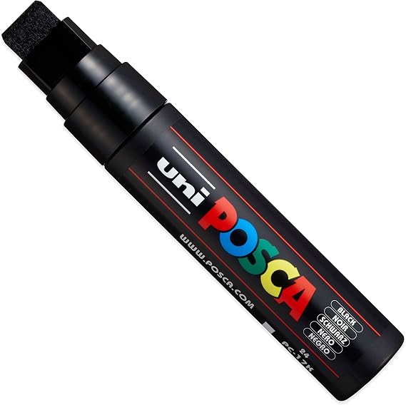 Posca Black - Full Set of 7 Pens (PC-17K, PC-8K, PC-5M, PC-3M, PC-1M, PC-1MR, PCF-350)