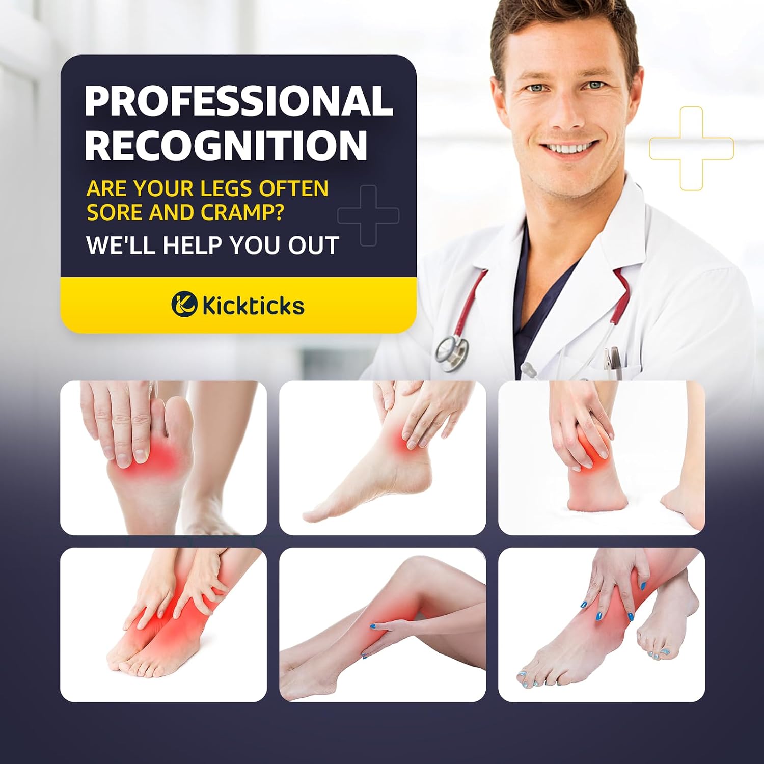 Kickticks Plus Size Compression Socks-Wide Calf Knee High Socks for Men & Women, 20-30mmHg, Available in 2XL to 4XL, 4 Pairs