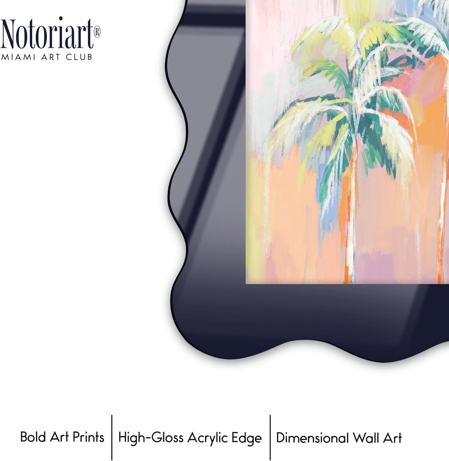 Colors of the Tropics Coastal Wall Art – Navy Curvy Acrylic Wall Frame, 13.5x18.5 – Sculptural Dimensional Wall Art – Modern Decor by NOTORIART