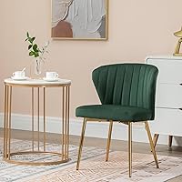 Vista 8 de Velvet Dining Chairs Set of 2, Modern Upholstered Vanity Chairs with Golden Metal Legs for Dining Room Kitchen Vanity Patio (Green)