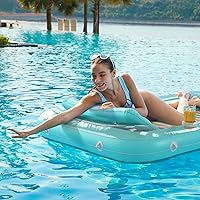 Vista 6 de Jasonwell Flotador de piscina inflable 4 en 1 para bronceado - Flotador de balsa para tomar el sol, juguetes, colchoneta para cama de bronceado