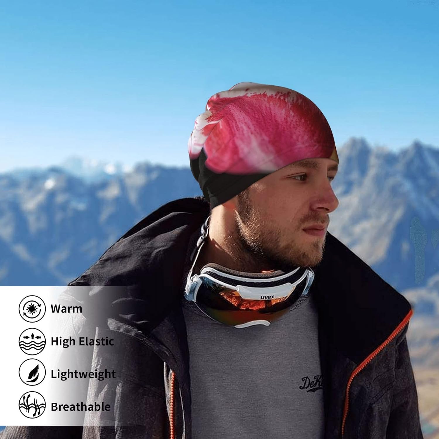 Winter Neck Warmer for Men Women, Pink Tulips Neck Gaiter UV Sun Protection Face Mask Windproof Cold Weather Face Cover Thermal Ski Mask Scarf for Outdoor Sports Bandana