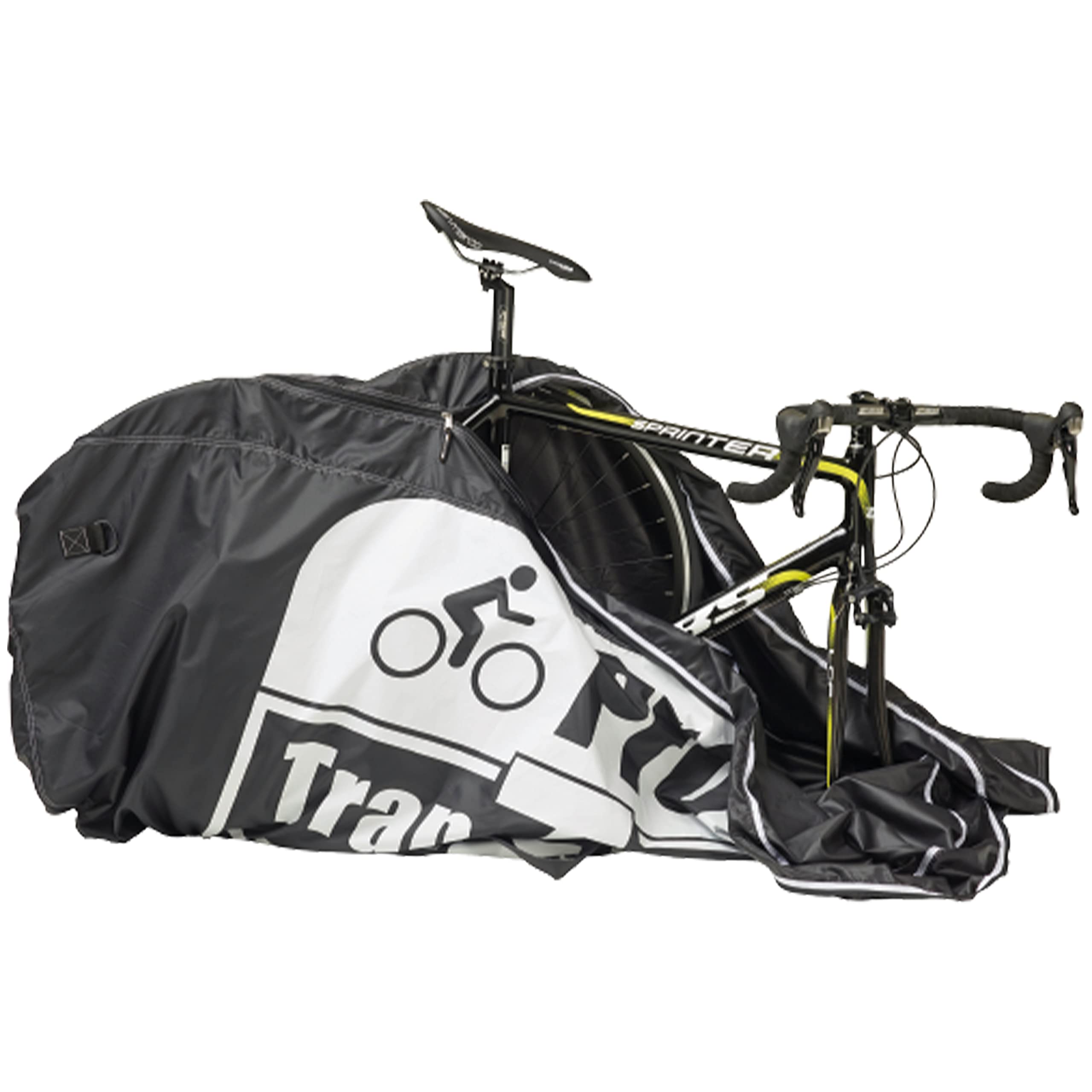 Borsa per il trasporto di biciclette TranZbag PRO, protezione per il trasporto di ruote da 26" a 29+" (pieghevole, dimensioni minime, tracolla, uso universale, doppia cerniera), Nero