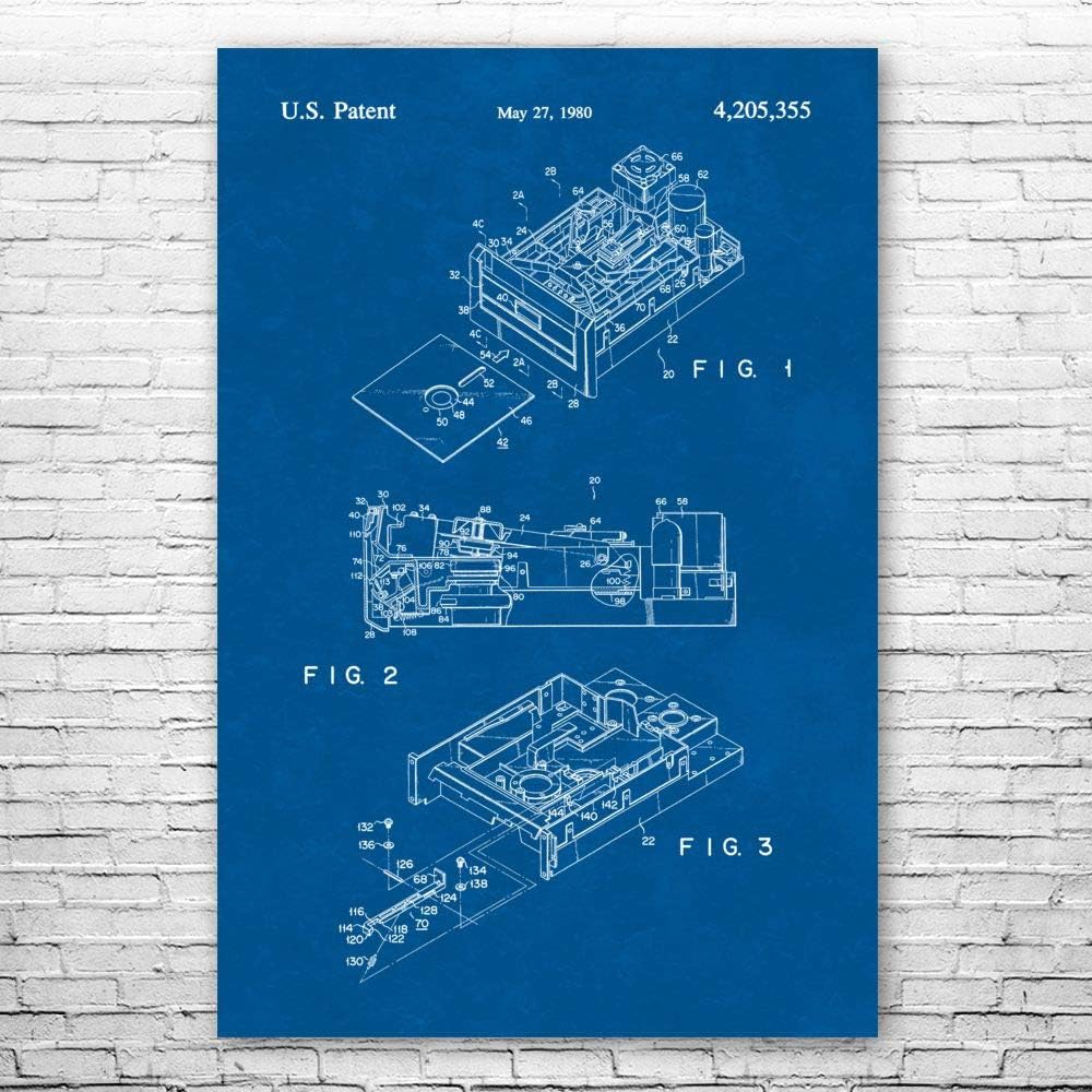 Floppy Disk Drive Poster Print, Computer Science Art, Programmer Gift, Disk Drive Art Print, Computer Lab Art Blueprint (12 inch x 16 inch)