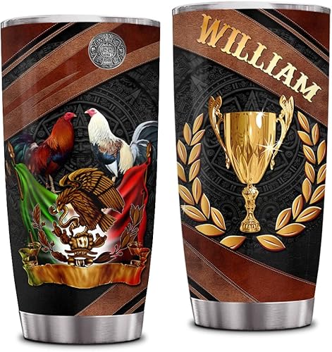 Miniatura 1 de Vaso de gallo personalizado de 20 onzas, vaso de pollo para papá, bandera mexicana de México, regalo divertido para compañeros de trabajo, papá,