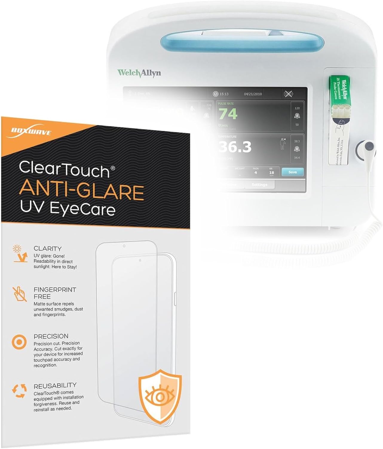 BoxWave Screen Protector Compatible With Welch Allyn Connex Vital Signs Monitor - ClearTouch Anti-Glare Anti-UV EyeCare (2-Pack), Filters out Harmful Blue Light Reduce Fatigue